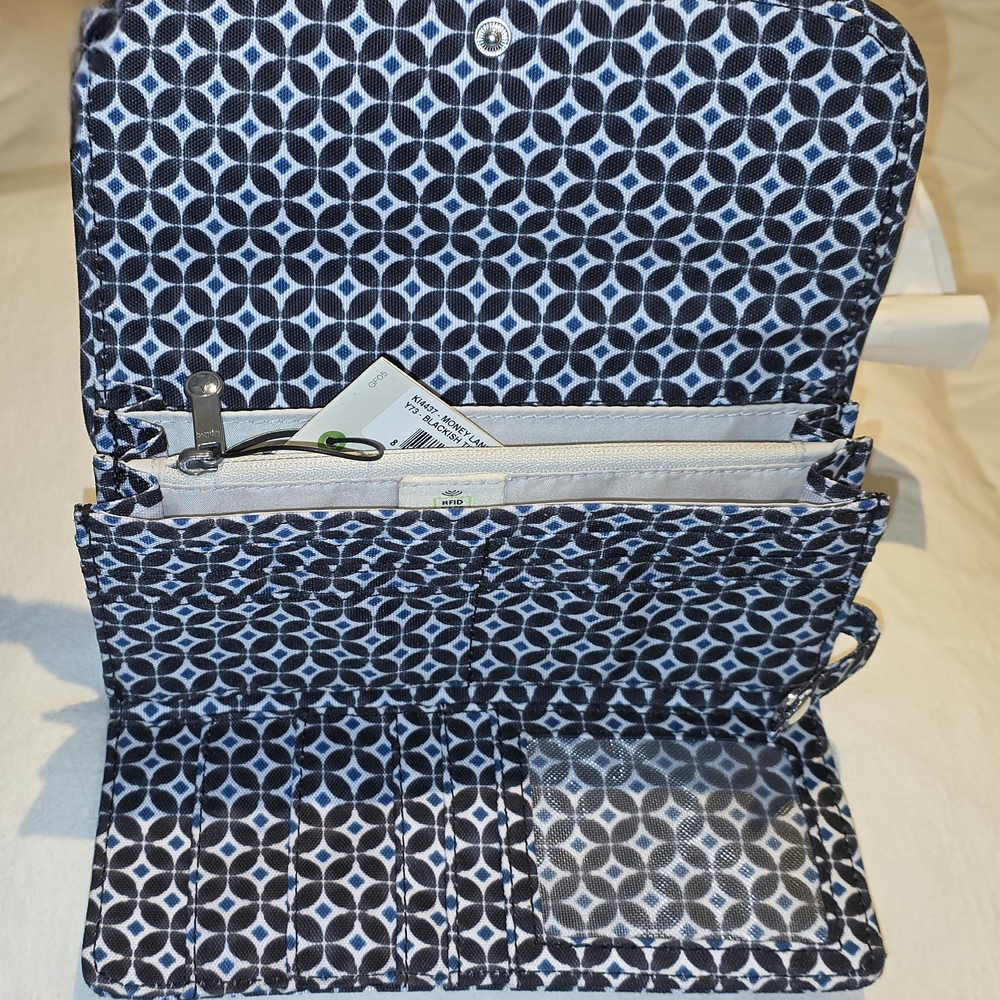 Kipling Black and White Wallet with Blue Accents - Picture 3 of 6